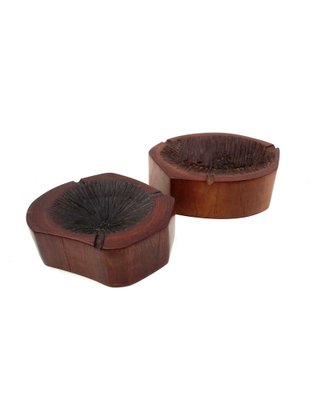 Modern Wood Ashtrays, France, 1970s, Set of 2-TXN-1820121