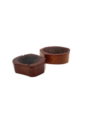 Modern Wood Ashtrays, France, 1970s, Set of 2-TXN-1820121