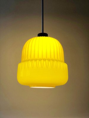 Modern Yellow Glass Globe Pendant Lamp, 1960s-BAF-763368