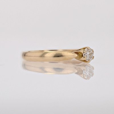 Modern18 Karat Yellow Gold Solitaire Ring with Diamond-OLU-1804874