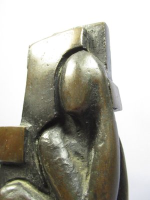 Modernist Abstract Brass Figure on Wooden Base by Nadia Rognoni, 1970s-PWG-2041305