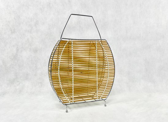 Modernist Bamboo and Steel Magazine Rack, 1980s-ZCY-1375761