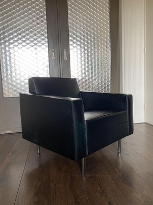 Modernist Black and Chrome Lounge Chair, 1950s-DE-746075