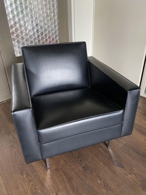 Modernist Black and Chrome Lounge Chair, 1950s-DE-746075