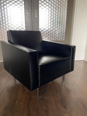 Modernist Black and Chrome Lounge Chair, 1950s-DE-746075