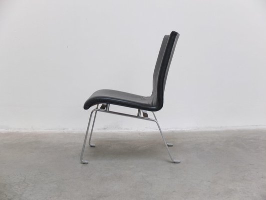 Modernist Black Leather & Steel Lounge Chair, 1960s-MHV-1745341