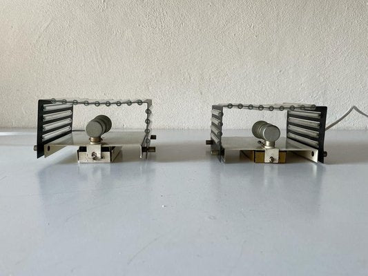 Modernist Black Square Metal and Glass Sconces from SSR, Germany, 1970s-RDS-1210085