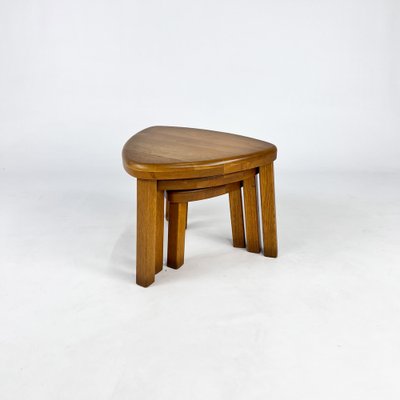 Modernist Blond Oak Nesting Tables, 1960s, Set of 3-RMX-1801073