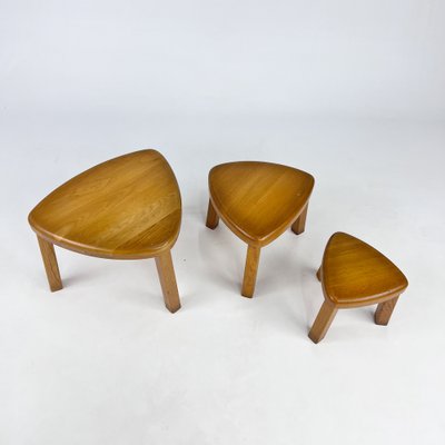 Modernist Blond Oak Nesting Tables, 1960s, Set of 3-RMX-1801073