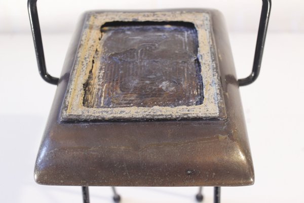 Modernist Bronze Ashtray for Wrought Iron Base, 1950s-WEQ-1138571