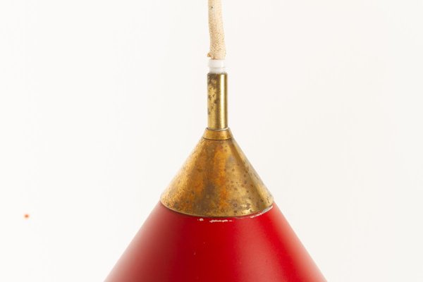 Modernist Danish Red Kegle Pendant Lamp by Bent Karlby for Lyfa, 1960s-WIX-902483