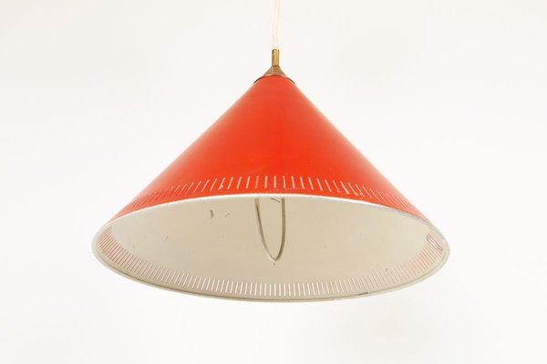 Modernist Danish Red Kegle Pendant Lamp by Bent Karlby for Lyfa, 1960s-WIX-902483