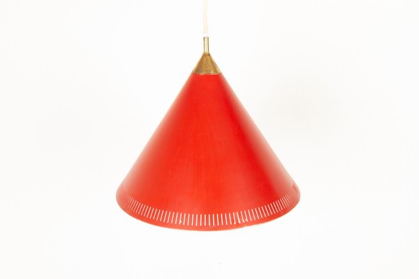 Modernist Danish Red Kegle Pendant Lamp by Bent Karlby for Lyfa, 1960s-WIX-902483