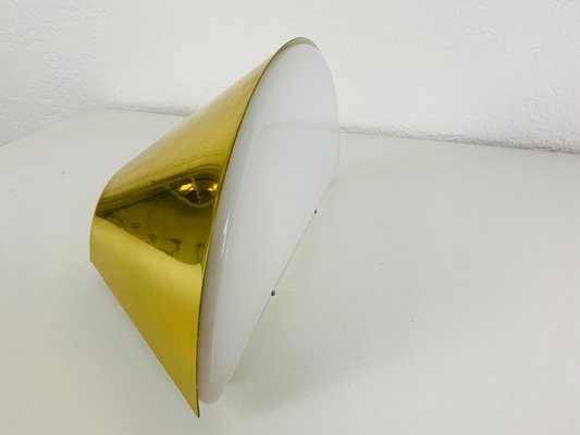 Modernist German Brass and Opaline Glass Wall Lamps, 1980s, Set of 2-PUK-1110536