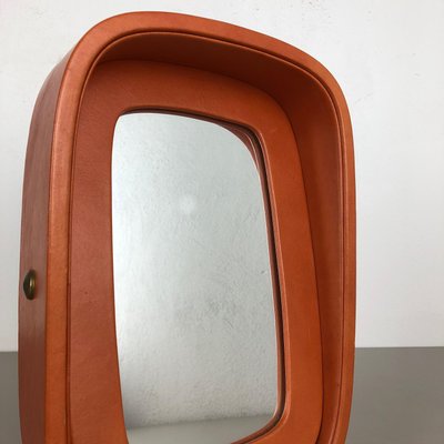 Modernist German Leather Table Mirror from United Workshops, 1960s-QZ-1069527