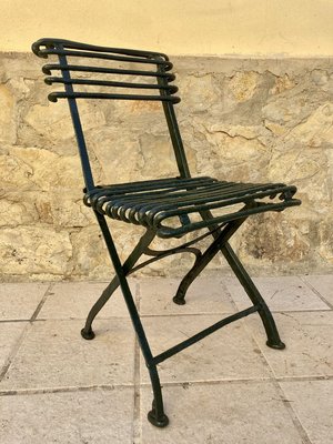 Modernist Green Iron Garden Folding Chair, 1930s-NOU-852985