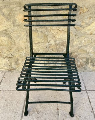 Modernist Green Iron Garden Folding Chair, 1930s-NOU-852985