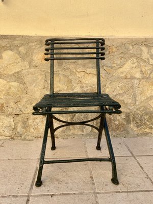 Modernist Green Iron Garden Folding Chair, 1930s-NOU-852985