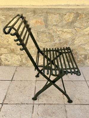 Modernist Green Iron Garden Folding Chair, 1930s-NOU-852985