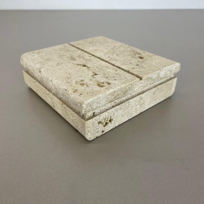 Modernist Italian Travertine Marble Box Vide Poche by Fratelli Mannelli, 1970s-QZ-1169013