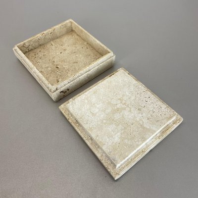 Modernist Italian Travertine Marble Box Vide Poche by Fratelli Mannelli, 1970s-QZ-1169013