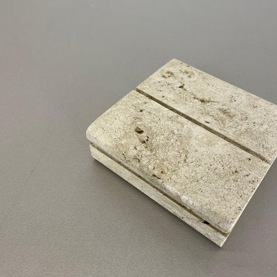 Modernist Italian Travertine Marble Box Vide Poche by Fratelli Mannelli, 1970s-QZ-1169013