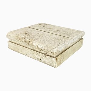 Modernist Italian Travertine Marble Box Vide Poche by Fratelli Mannelli, 1970s-QZ-1169013