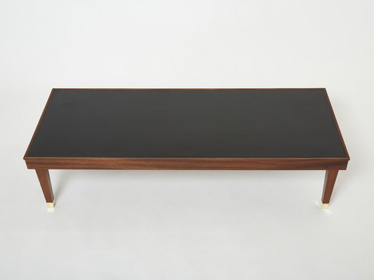 Modernist Mahogany & Brass Coffee Table by Jacques Adnet, 1950s-YJA-1397612