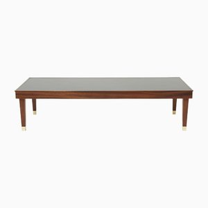 Modernist Mahogany & Brass Coffee Table by Jacques Adnet, 1950s-YJA-1397612