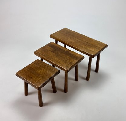 Modernist Oak Nesting Tables, 1960s, Set of 3-RMX-1286926