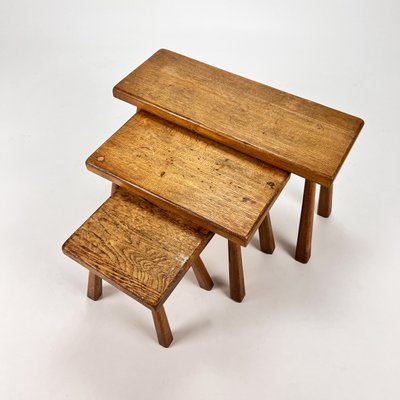 Modernist Oak Nesting Tables, 1960s, Set of 3-RMX-1440664