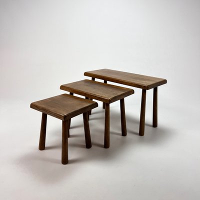 Modernist Oak Nesting Tables, 1960s, Set of 3-RMX-1286926