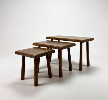 Modernist Oak Nesting Tables, 1960s, Set of 3-RMX-1286926