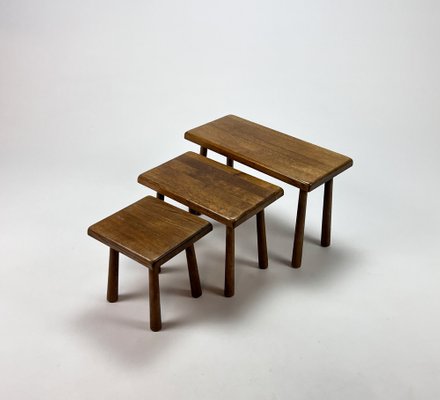 Modernist Oak Nesting Tables, 1960s, Set of 3-RMX-1286926