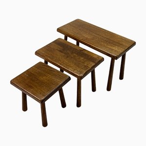 Modernist Oak Nesting Tables, 1960s, Set of 3-RMX-1286926