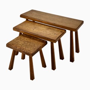 Modernist Oak Nesting Tables, 1960s, Set of 3-RMX-1440664