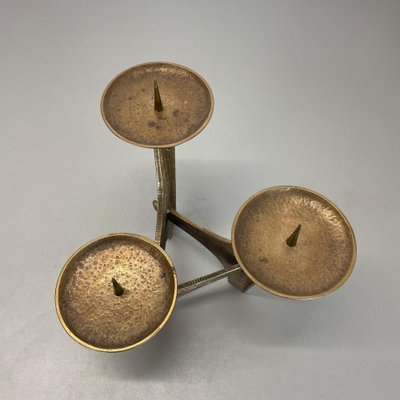 Modernist Sculptural Brutalist Bronze Metal Candleholder, France, 1960s-QZ-1772933