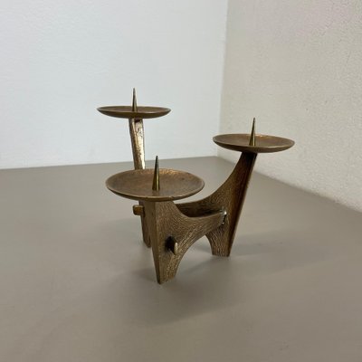 Modernist Sculptural Brutalist Bronze Metal Candleholder, France, 1960s-QZ-1772933