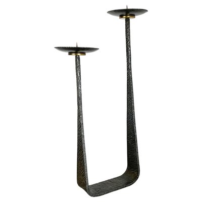 Modernist Sculptural Brutalist Copper Floor Candleholder, Germany, 1970s-QZ-1423570