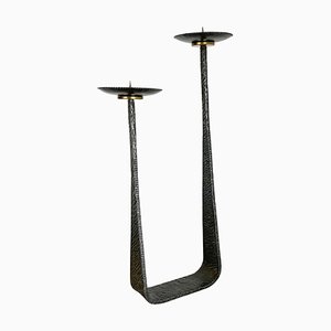 Modernist Sculptural Brutalist Copper Floor Candleholder, Germany, 1970s-QZ-1423570