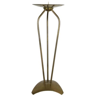 Modernist Sculptural Brutalist Floor Brass Candleholder, Germany, 1950s-QZ-1053085