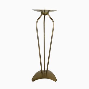 Modernist Sculptural Brutalist Floor Brass Candleholder, Germany, 1950s-QZ-1053085