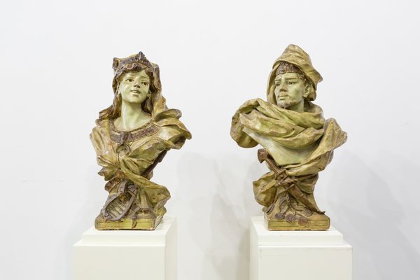 Modernist Sculptural Busts, 1900s, Set of 2-UJE-941332