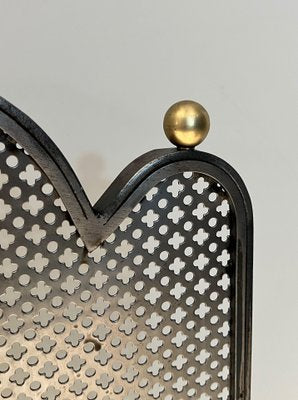 Modernist Steel and Brass Fire Screen, 1970s-BA-1530840