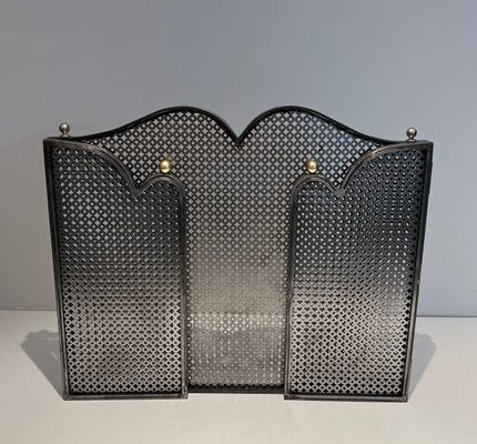 Modernist Steel and Brass Fire Screen, 1970s-BA-1530840