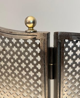 Modernist Steel and Brass Fire Screen, 1970s-BA-1530840