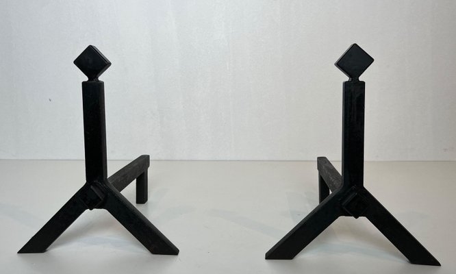 Modernist Steel Chenets, 1950s, Set of 2-BA-1786669