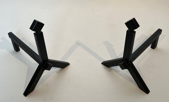 Modernist Steel Chenets, 1950s, Set of 2-BA-1786669