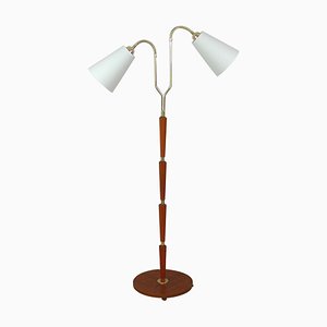 Modernist Swedish Teak & Brass Floor Lamp, 1940s-OE-933628