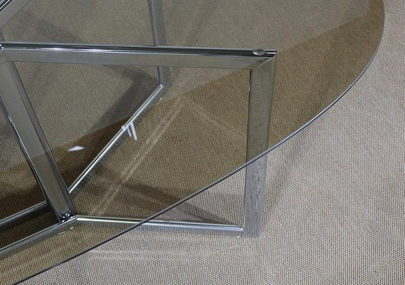 Modernist Table in Chromed Metal and Smoked Glass, 1970s-RVK-1266422